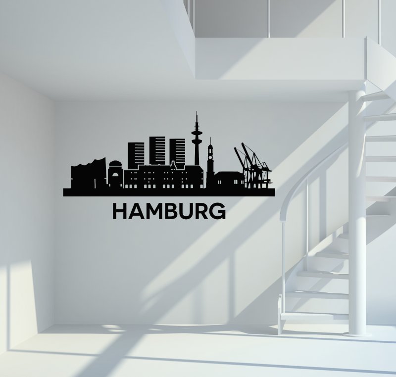 14008 Skyline Hamburg Wandtattoo